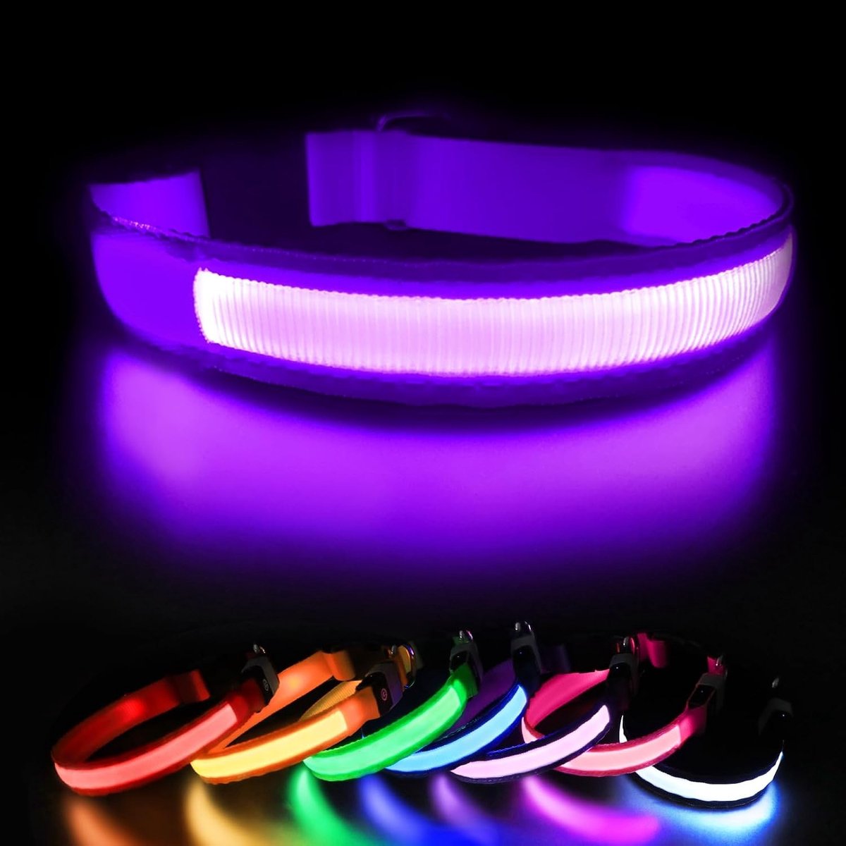 Lichthalsband voor honden - Verstelbaar - 28-40 cm - Oplaadbare LED-halsband - Voor Kleine Honden