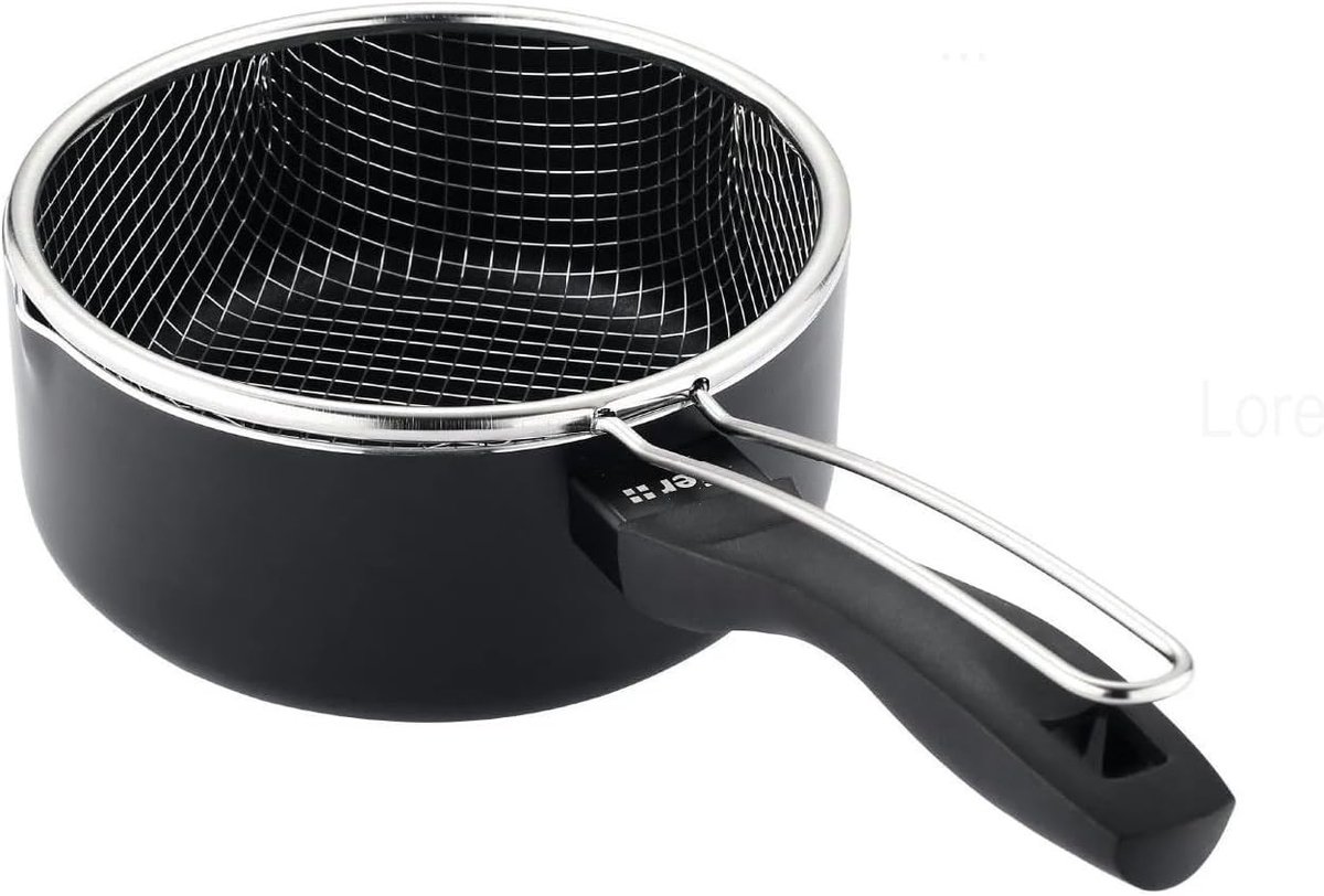 Inductie Friteuse - Zilver - Ø 18 cm - Aluminium met Antiaanbaklaag - Voor Alle Warmtebronnen