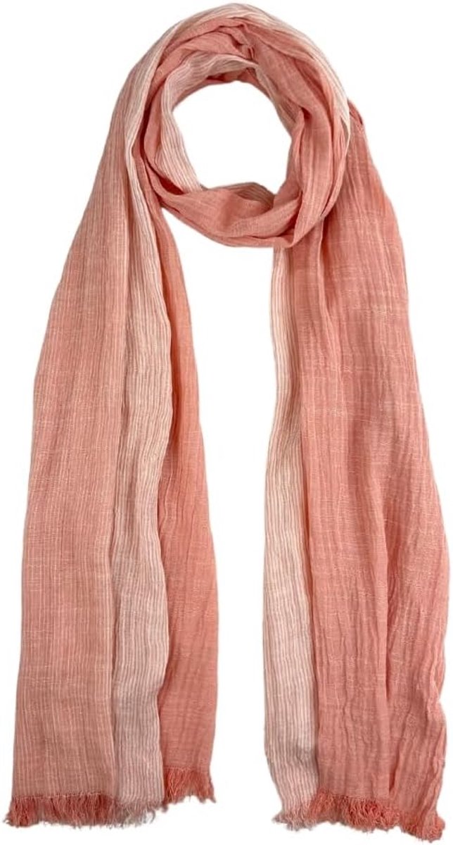 1 stuk - Linnensjaal - Universeel voor mannen en vrouwen - Strepen - Herfst - Winter - Roze