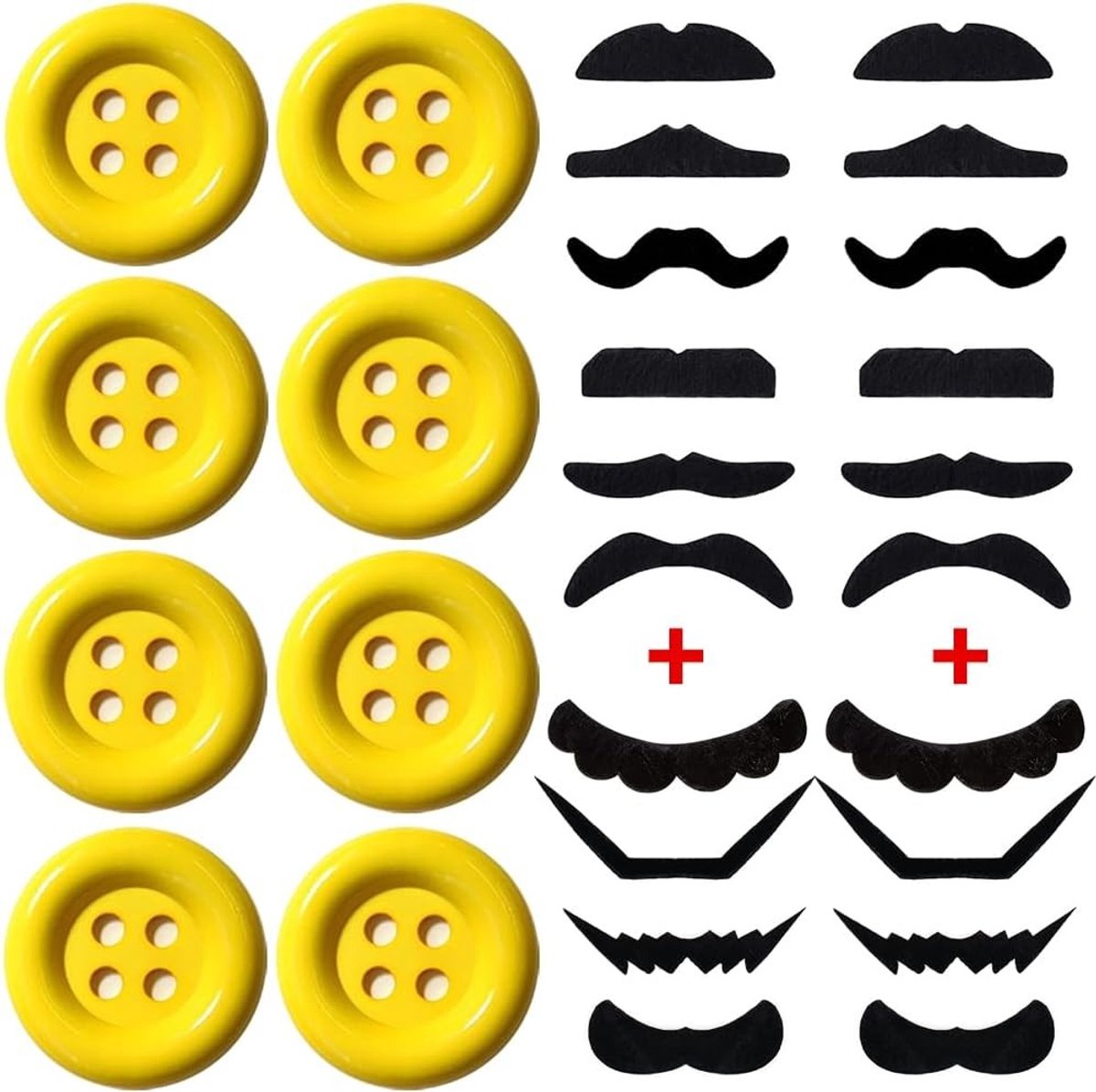 8 x 38 mm XL Gele Knoppen voor Carnaval Kostuum Accessoire voor Mario en Luigi - Halloween en Feestartikelen