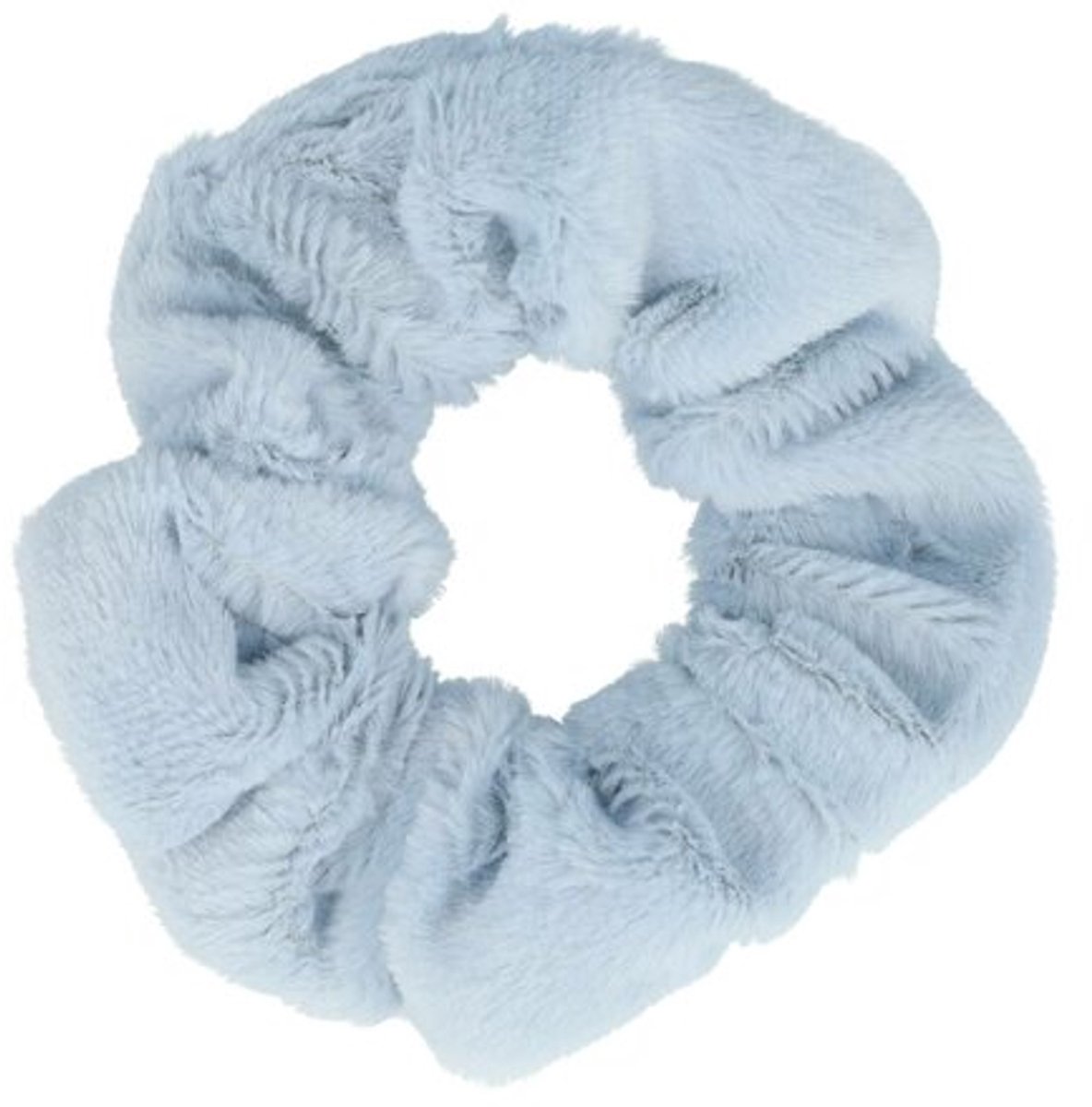 Haarsoires Haarelastiek Scrunchie – Basic – Teddy Stof – Lichtblauw - Haarkrinkel - Haar Elastiek met Stof - Zacht & Haarvriendelijk