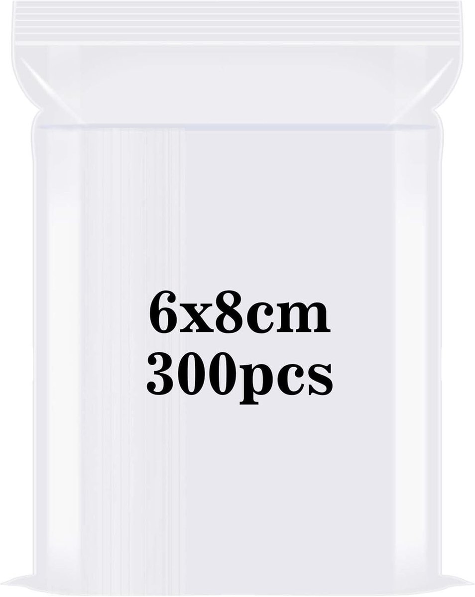 Druksluitingszakjes - Transparant - 6 x 8 cm - Set van 300 Hersluitbare Plastic Zakjes - Voor Opslag en Organisatie