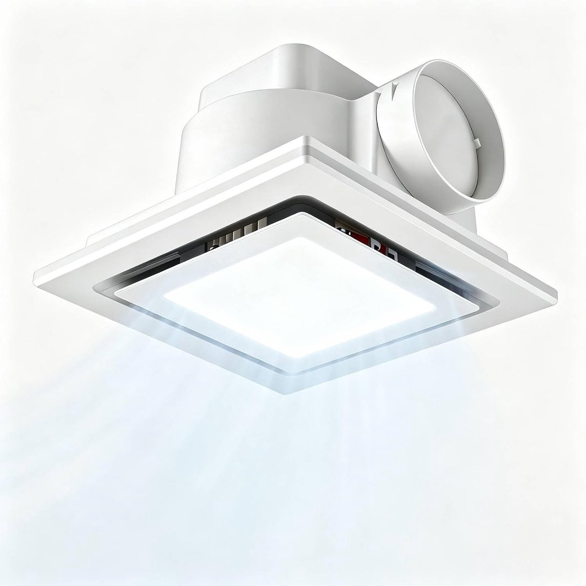 Badkamerventilator met LED-verlichting - Zwart - 250 x 250 mm - Inbouwventilator met Fluisterstille Motor - Voor Badkamers en Keukens