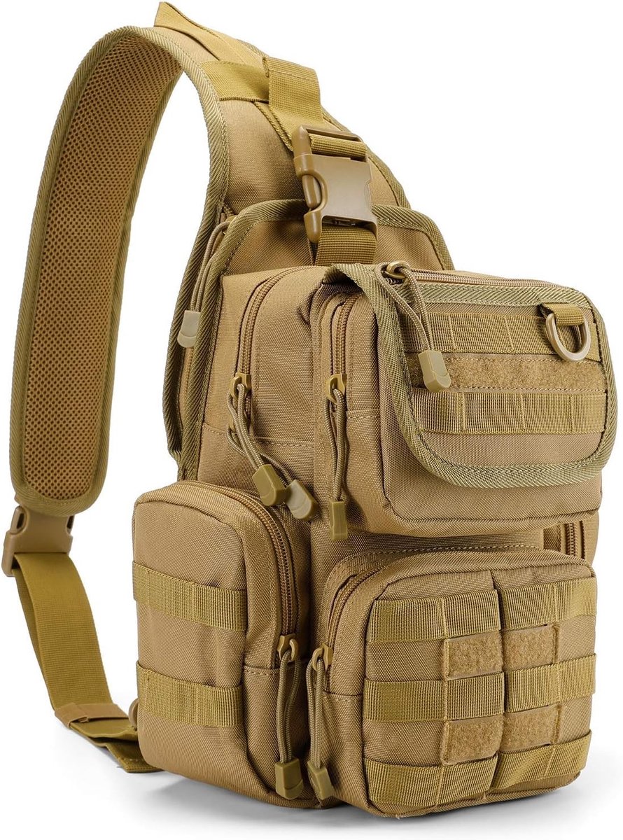 Tactische Borstas - Bruintinten - 24 x 14 x 27 cm - Water- en Krasbestendige Polyester - Voor Reizen en Wandelen