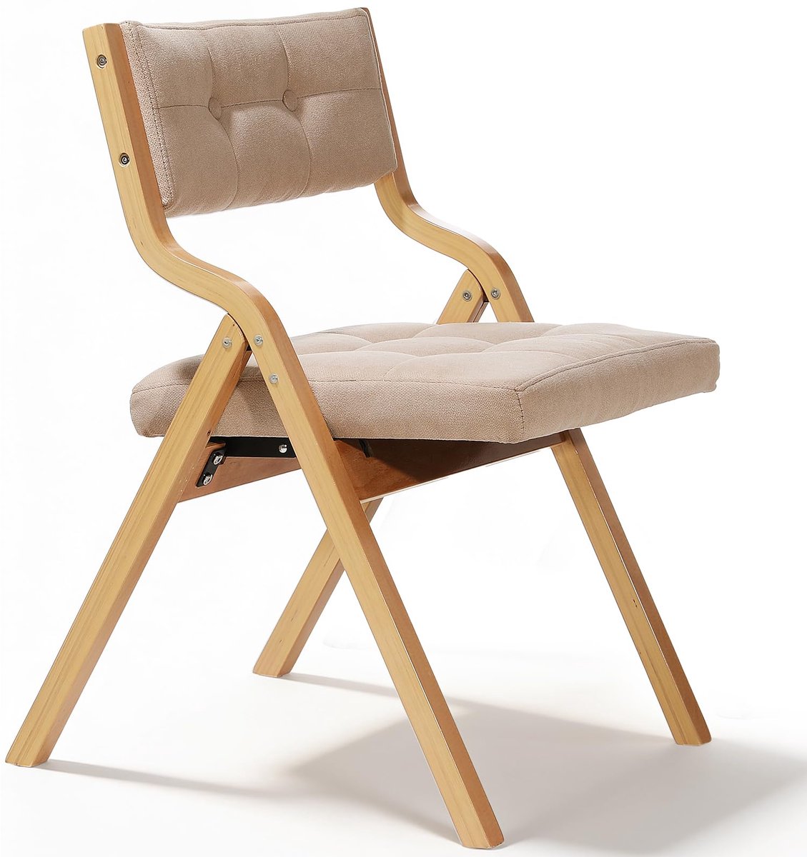 Famanu – Gevoerde klapstoelen van hout, gestoffeerde en draagbare zitmeubels, geschikt voor gasten, keukens, kantoren, bruiloften en feesten (1, Beige