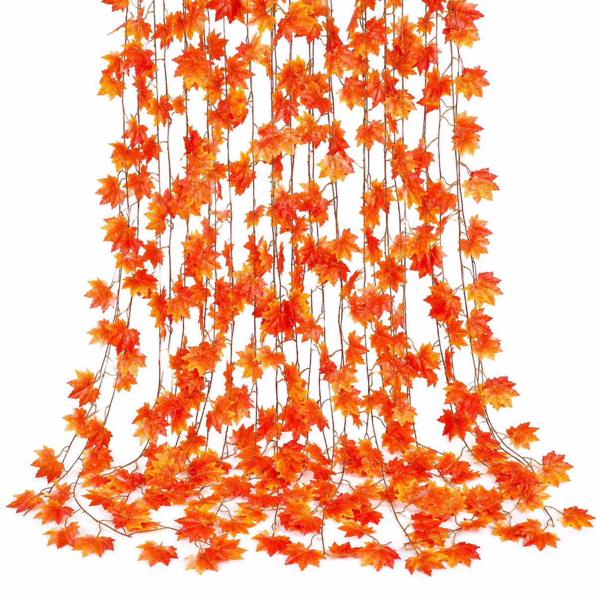 12 Stuks Kunstmatige Esdoorn Bladeren Slinger - Herfst Decoratie voor Thanksgiving en Bruiloft - Versiering voor Haard, Feest en Woonkamer