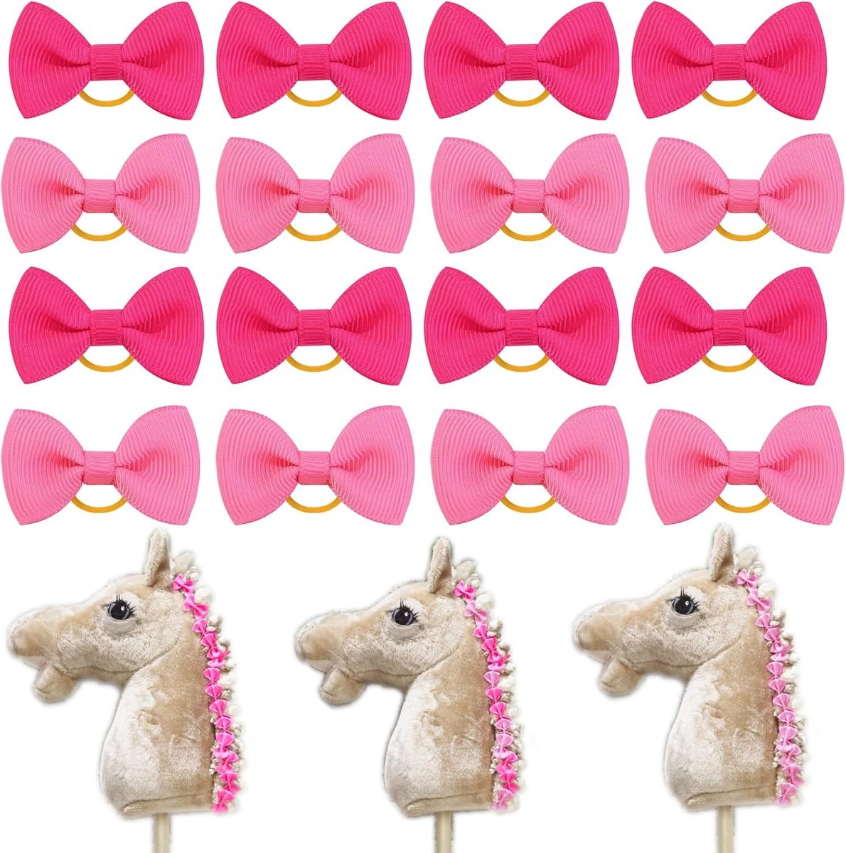 Hobby Horse Halster - Lichtroze - 16 Stuks - Elastische Strikken - Voor Houten Paarden