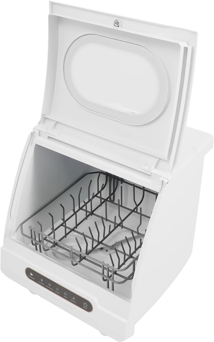 Allvia® Mini Vaatwasser - Kleine Vaatwasser - Vrijstaande Vaatwasser - Met 5 Programma's - met Waterpijpen en Serviesstandaard