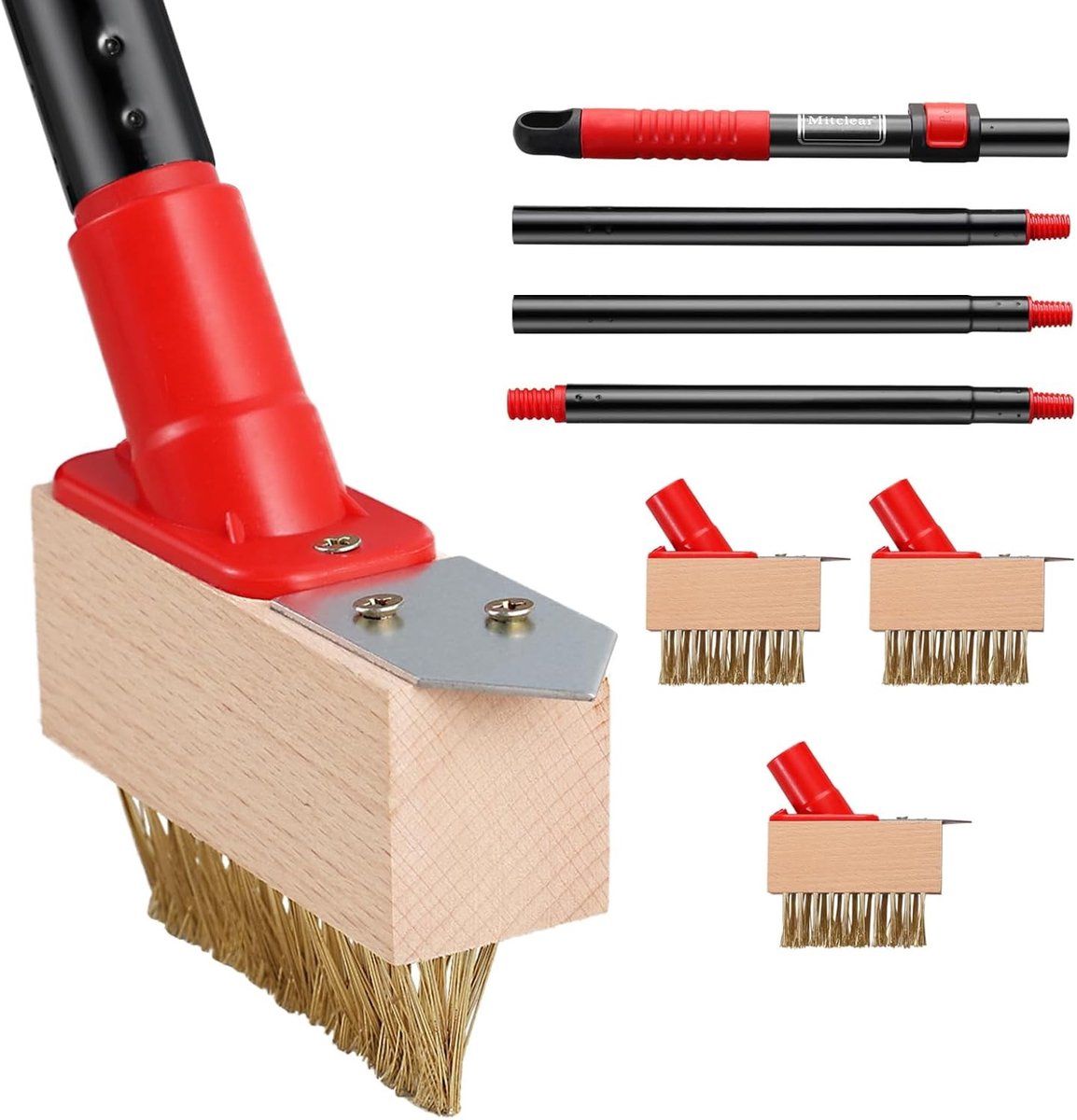 Tuinborstel - Hout - 135 cm - Met V-vormige Borstel en Bladschraper - Voor Onkruidverwijdering