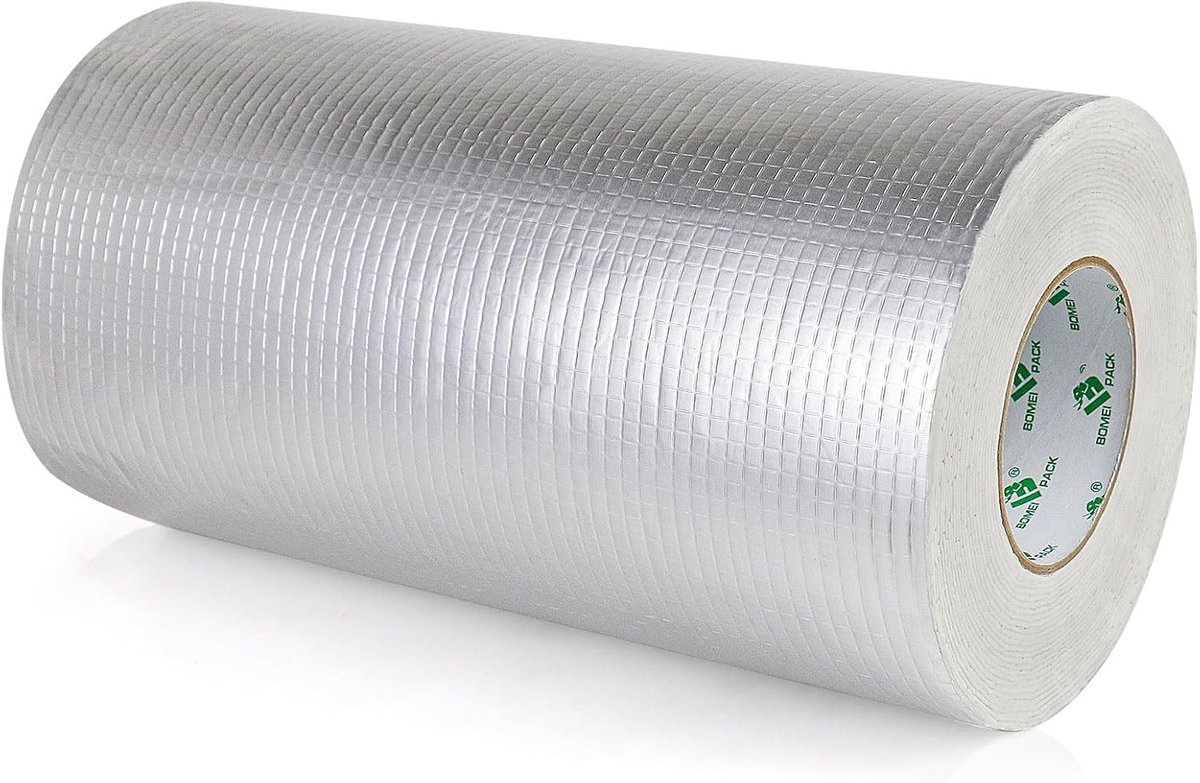Waterdichte Butyl Tape voor Reparatie, 30 cm x 10 m x 1.5 mm, Aluminium Folie, Zelfklevend, Ideaal voor Lekkages, Sealing en Fixeren