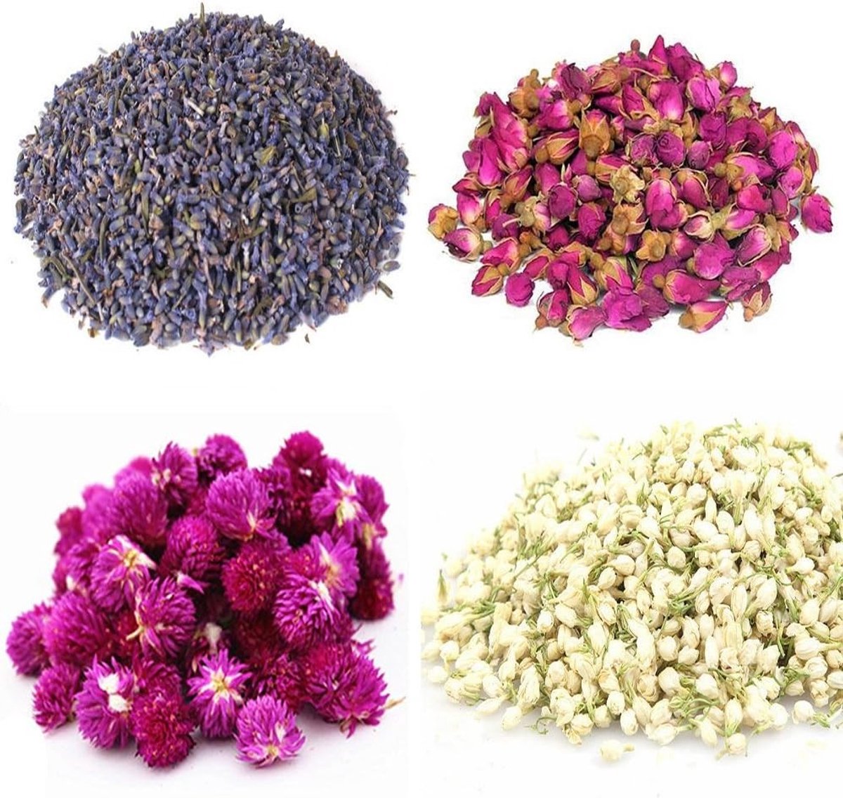 Pure Geurende Gedroogde Bloemen met Lavendel, Roos, Gomphrena en Jasmijn voor Kaarsen Maken en Creatieve Ambachten