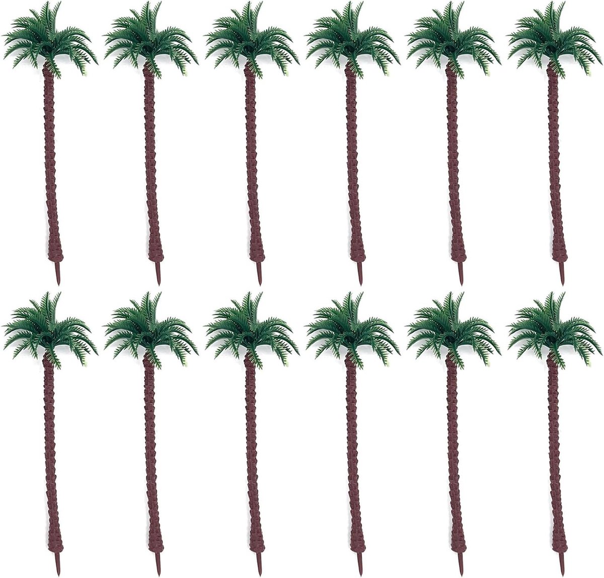 Kunststof Palmboom Set van 12 Stuks, Miniatuur Palmbomen voor Landschapsdecoratie, Trein Diorama en Modelbouw Decoratie (13cm)