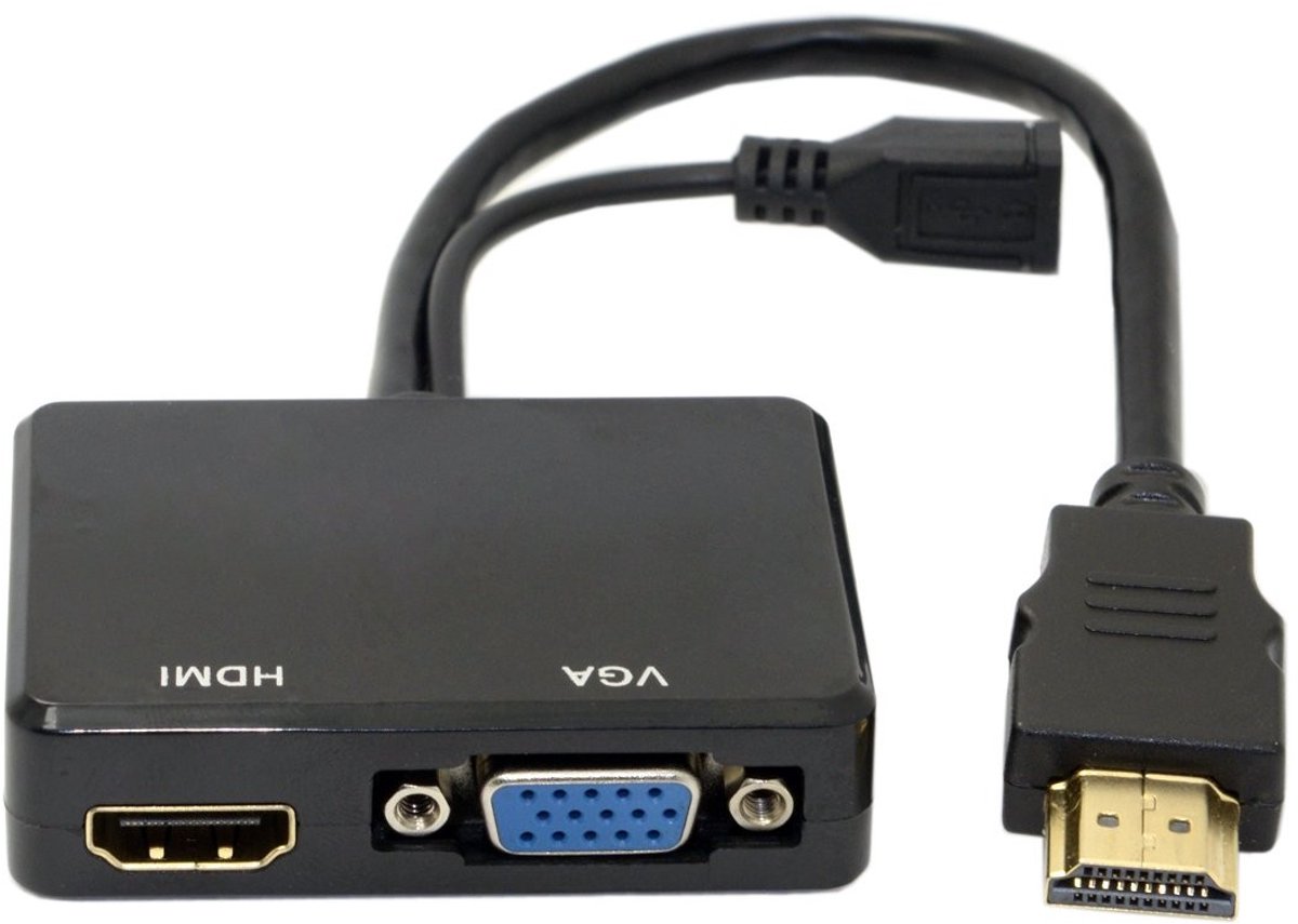 HDMI naar VGA en HDMI Splitter met Audio Video Converter voor HDTV en PC Monitor - Ideaal voor Presentaties en Gaming