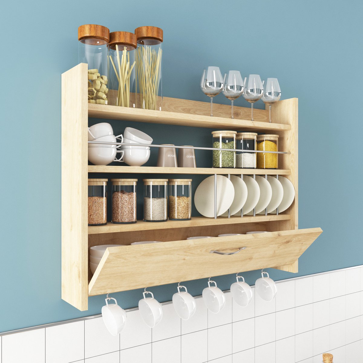 Asir - Wandplank - Eiken - 85 x 15 x 65 cm