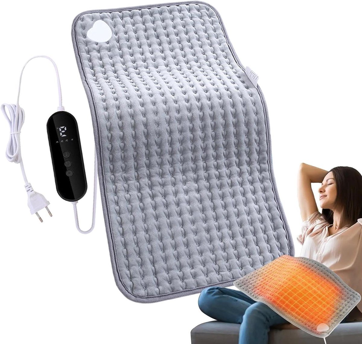 Verwarmingskussen Rug - Warmtekussen - Spieren Ontspannen - 9 Warmtestanden - 30 x 60 cm - Grijs