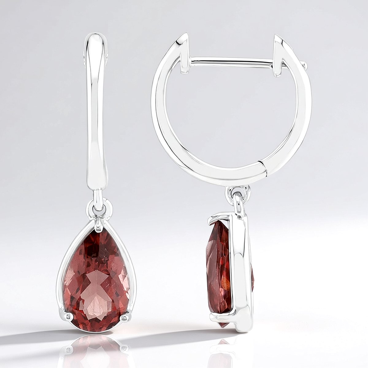 Cavill - Rode Apatiet Oorbellen 2,5 Ct - 925 Sterling Zilver met Rhodiumlaag - Peervormig Edelsteen - Elegante Druppelvormige Zilveren Oorbellen Dames