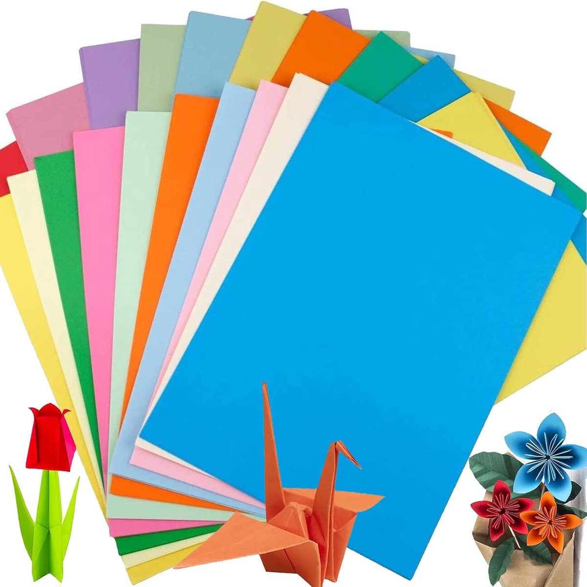 100 vellen gekleurd A4-papier (80 g) - 21 × 29,7 cm - 10 kleuren - Vouwbaar en knipbaar - Geschikt voor knutselen, tekenen en schetsen - Geschikt voor alle leeftijden