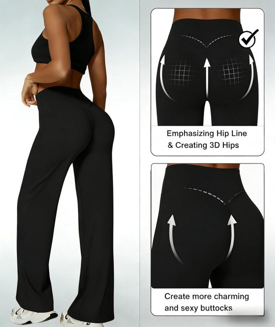 Hoge taille yoga leggings voor dames met elastische flared pasvorm, buikcontrole en comfortabele sportbroek voor training en vrije tijd — afbeelding 3