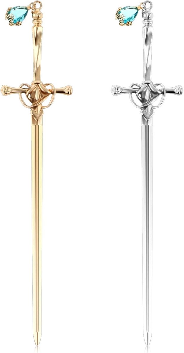Set van 2 Zilveren Katana Boekenleggers - Vintage Metalen Hangertjes voor Boekenliefhebbers, Perfect als Cadeau voor Valentijn of Vrienden