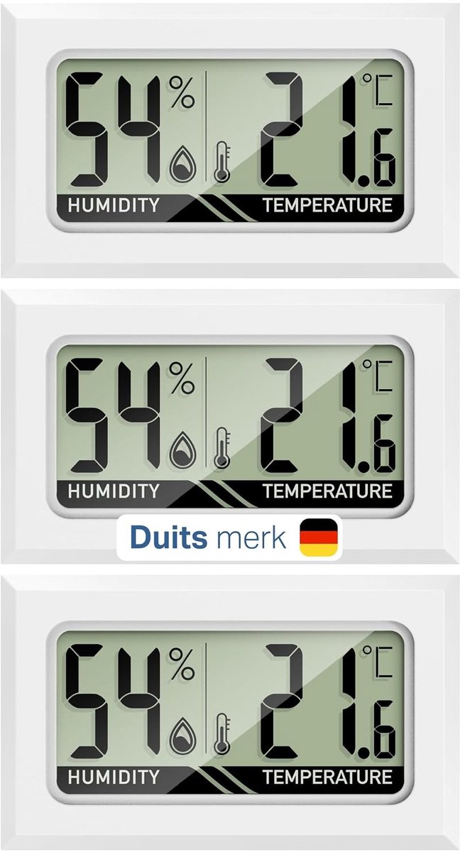 Digitale Thermo-Hygrometer Mini - Wit - Mini Temperatuur en Luchtvochtigheidsmeter - Voor Binnengebruik