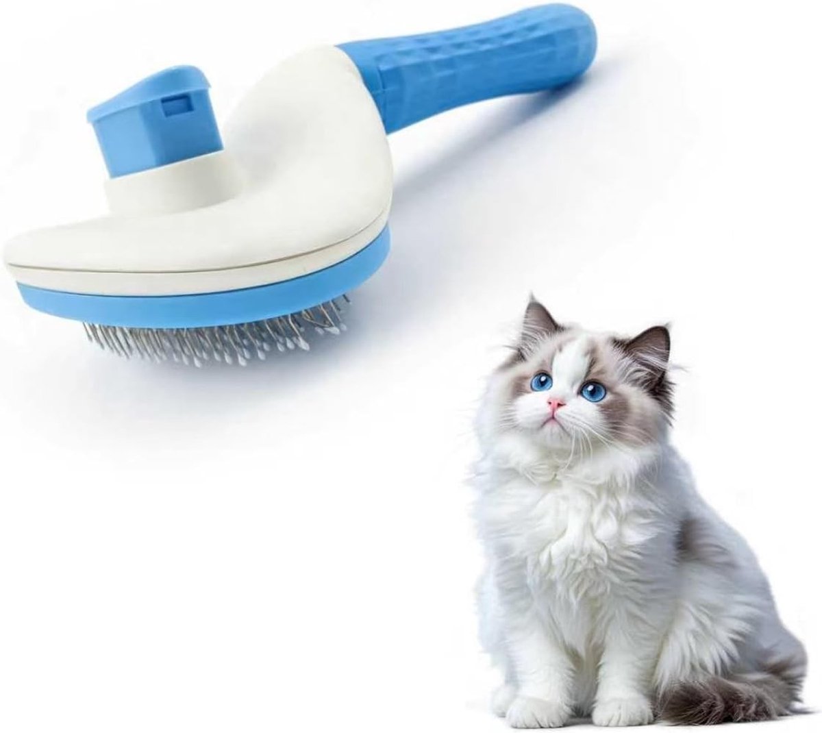 Dierenhaarborstel voor katten en honden, ondervachtborstel voor lang en kort haar, verwijdert losse vacht en masseert huid effectief