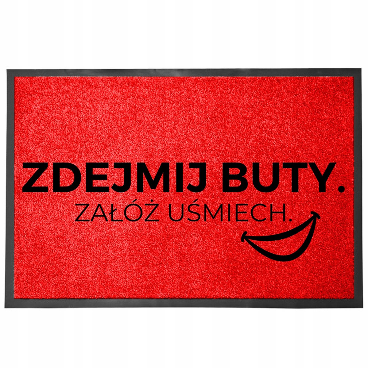 Deurmat met tekst 'Zet je schoenen uit, zet een glimlach op' - Rood 40x60cm