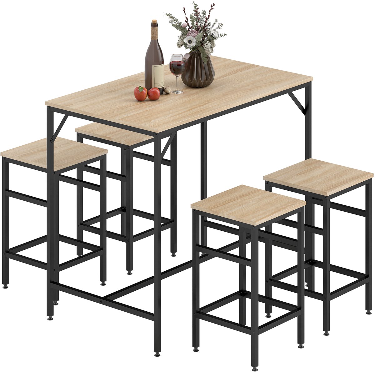 HOMCOM Bartafelset - Metaal - 100x60x88cm - Beige