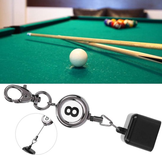 Krijt Houder - Keu Accessoire - Biljart Spel - Intrekbaar Snoer - 50 cm - Zwart — afbeelding 3