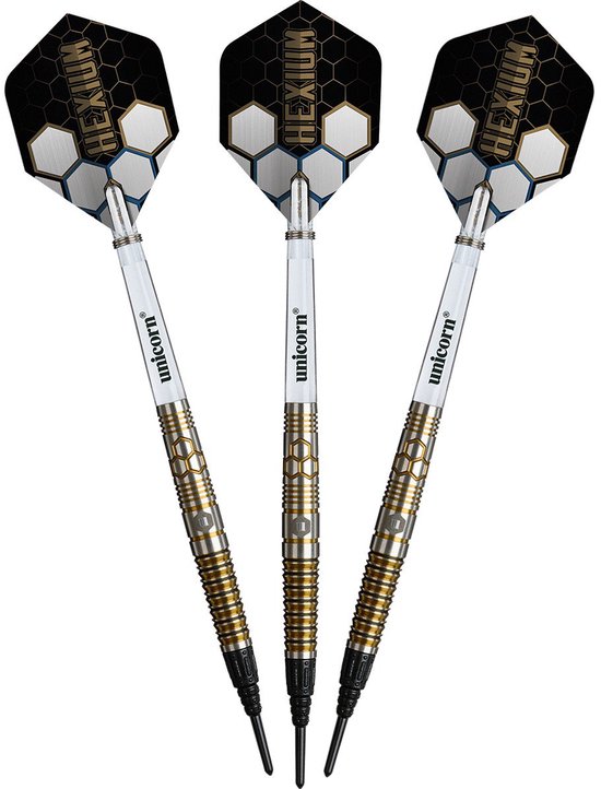 Unicorn Hexium 3 Gold Black 90% - Soft Tip Darts van Unicorn — afbeelding 2