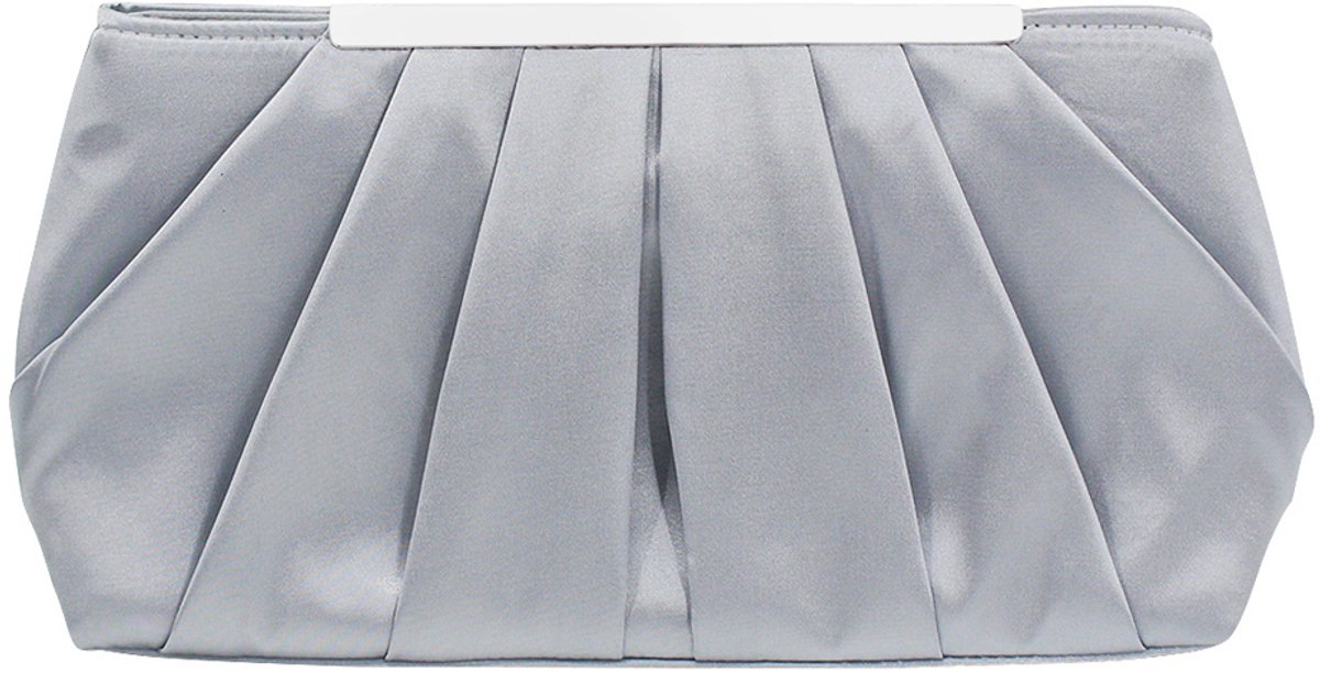 Avondtas voor dames - Elegante geplooide satijnen clutch - Eenvoudige modieuze schoudertas - Bruidstas - Handtas voor bruiloftsfeest en gala - Zilver