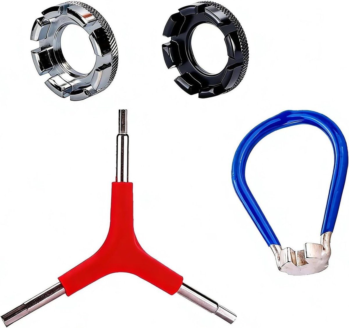Complete Fietsspaak Sleutelset met 2 Acht-Gat Spaak Sleutels, Allen Sleutel en Gereedschap voor Fietsreparatie