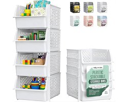 Skywin Stapelbare opbergmanden Pack van 4, open voorkant - ShopVlot