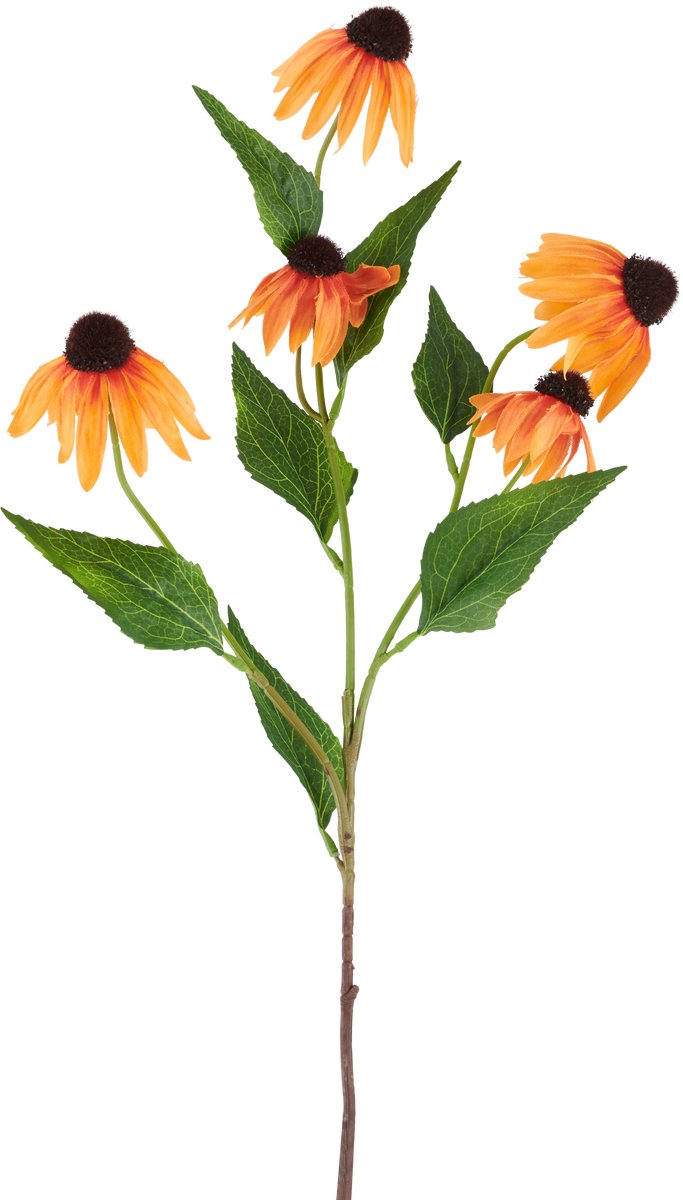 Easyplants | Kunstbloem Echinacea 75 cm oranje | Zijde | Nepbloemen | oranje | Onderhoudsvrij | Kant-en-klaar
