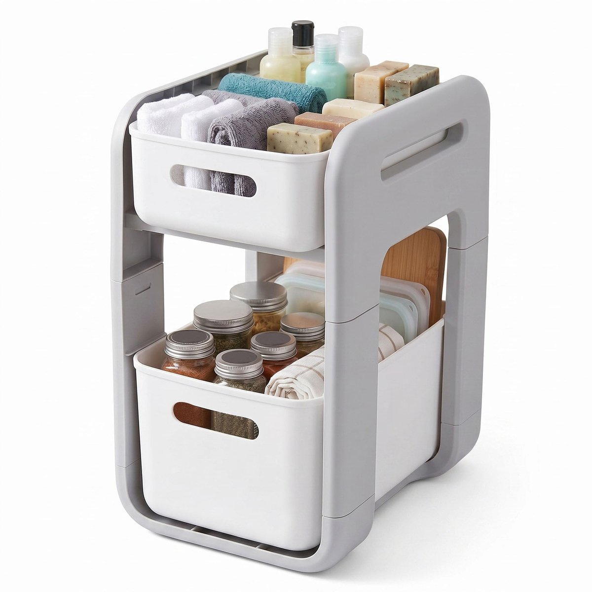 EcoFirst Organizer voor onder de gootsteen met uittrekbare opbergbakken, stapelbare kunststof plank voor keuken - ShopVlot