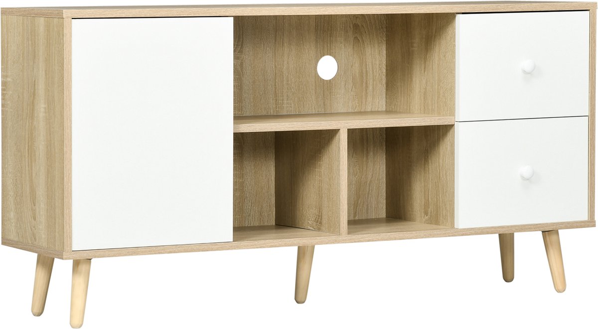 HOMCOM TV-meubel - Spaanplaat - 120x30x60cm - Natuurlijk hout