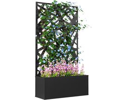 Sogiol® Verhoogde Plantenbak met Klimrek - voor klimplanten op de grond en tegen de muur - 61x23x113 cm - Zwart