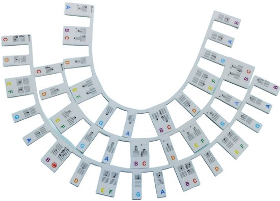 Siliconen piano keyboard bladmuziek stickers, afneembaar pianotoetsenbord muzieketiketten, pianotoetsen stickers voor 61 toetsen, piano toetsenbord accessoires voor beginners en kinderen