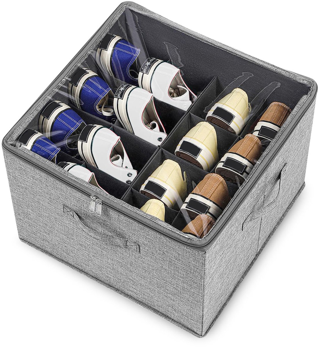 carmdering - Schoenen organizer - opbergbox voor 16 paar schoenen - transparant en opvouwbaar - ruimtebesparend voor kast en vloer