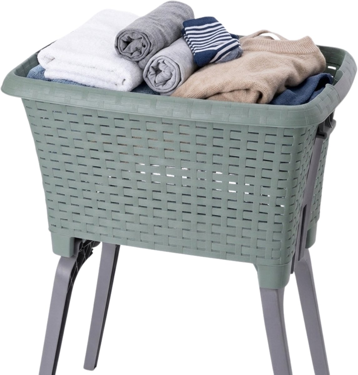 Bathroom Solutions wasmand op poten - groen - 35 ltr - 60 x 40 x 28 cm - Wasgoedmanden