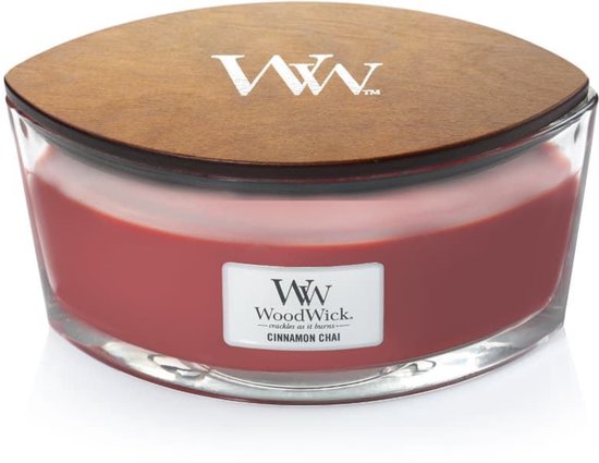 WoodWick Heartwick Flame Ellipse Geurkaars - Cinnamon Chai - 50 branduren