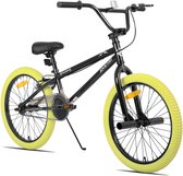 Joystar Brockway BMX-fiets - 24 inch - Handrem - Remmen - Achter V-brake - Pegs - Geel - Geschikt voor buitenactiviteiten in de lente