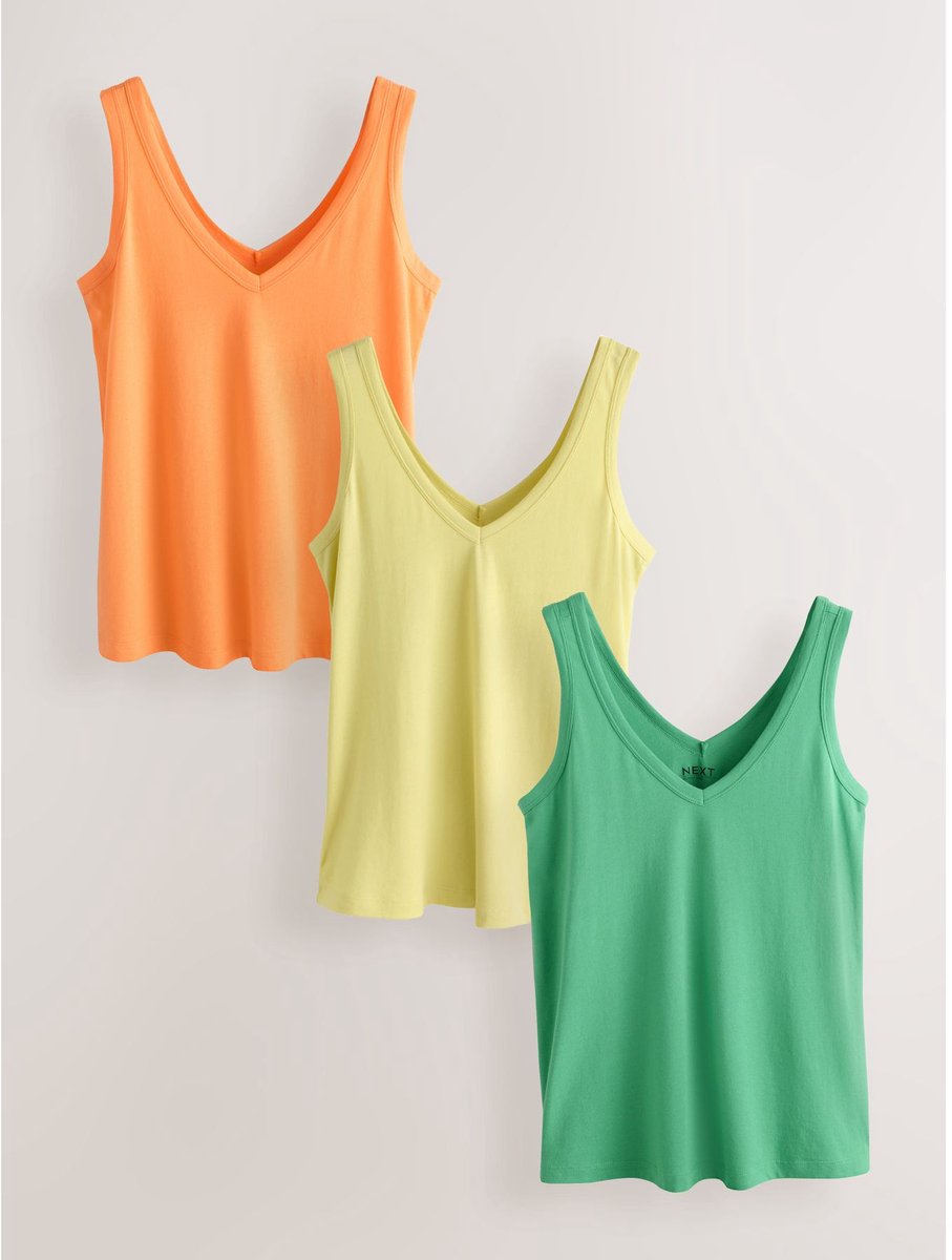 Next - Dames - Set van 3 loszittende modal hemdjes - Groen