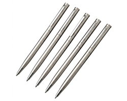 Zilverkleurige metalen balpennen set dames heren draaibare pen met clip slank design schrijfpennen set voor kantoor school relatiegeschenk 5 stuks