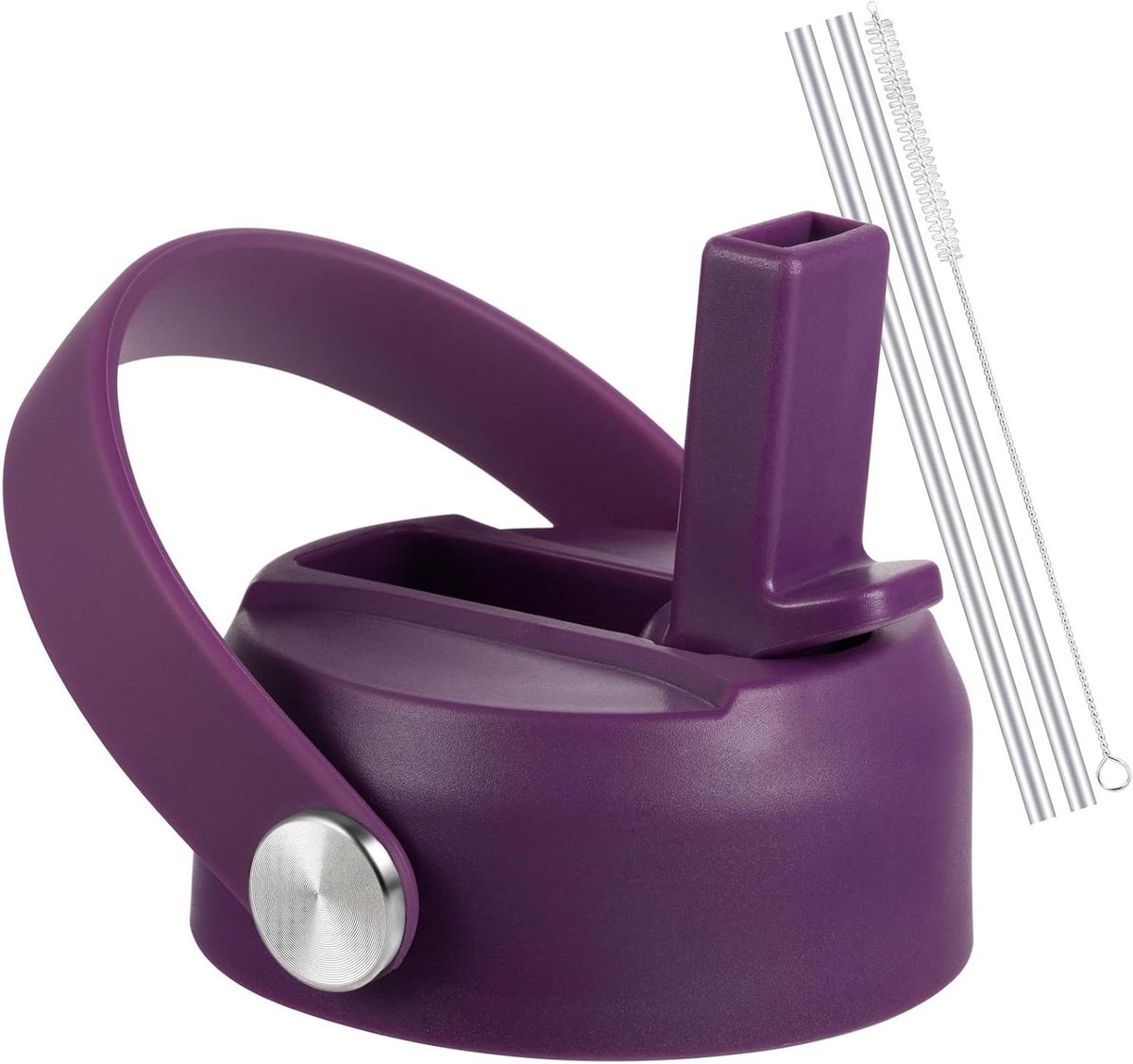 Rietjesdeksel Waterfles - Sportdop Flex Cap - Hydratatie Onderweg - Met Flexibel Handvat - 32 40 Oz - Aubergine