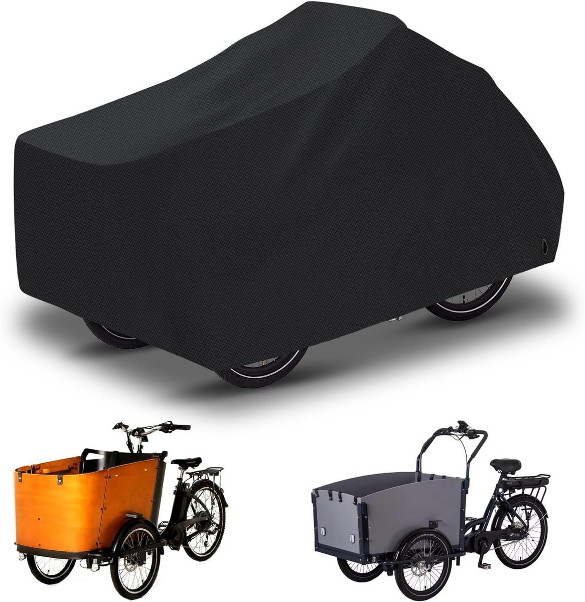 Waterdichte fietscover van 420D Oxford stof met gelaste naden, ideaal voor cargobikes en driewielers, bescherming tegen weer en vuil