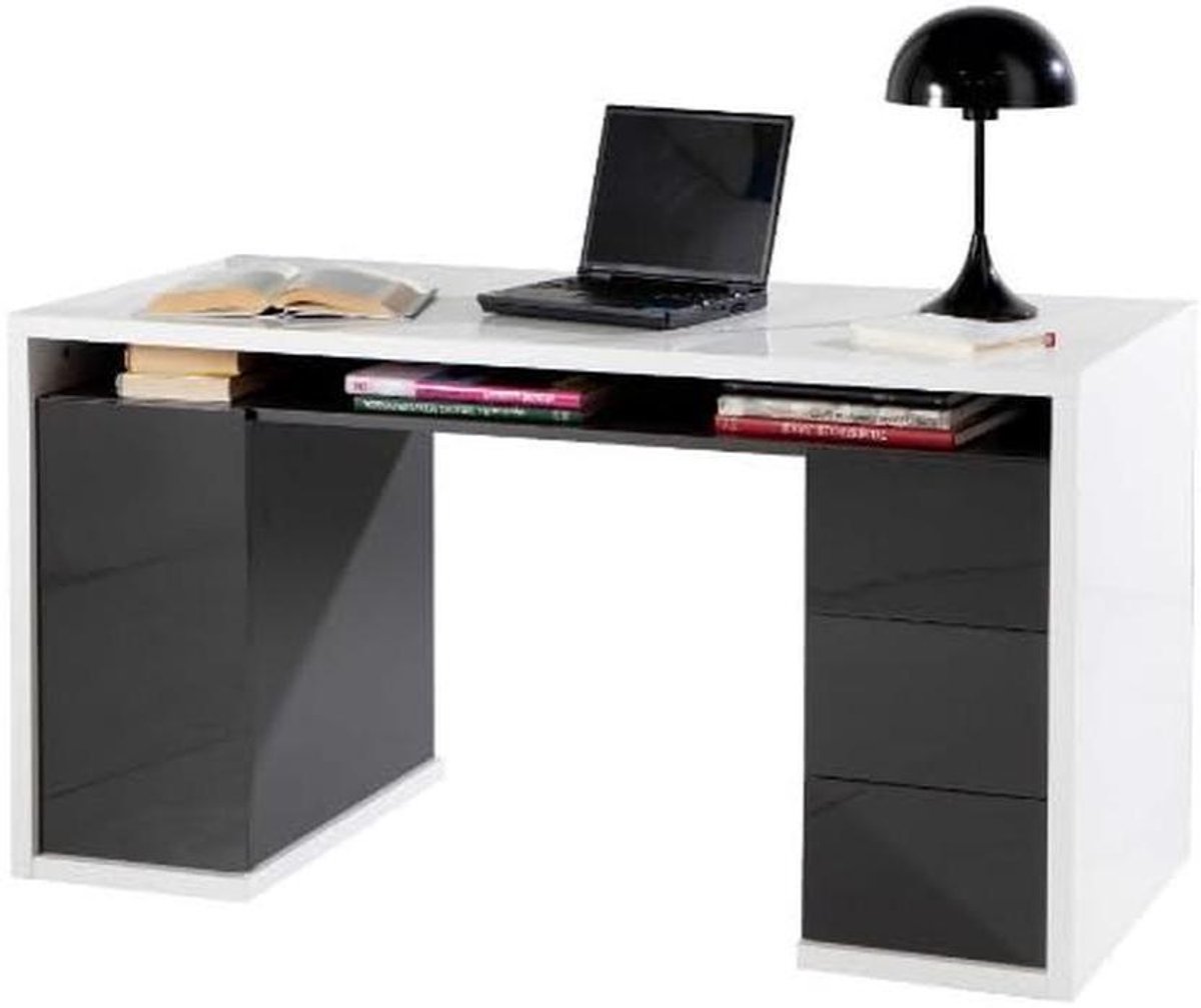 Bureau met laden - Werktafel - Thuiswerken organiseren - Krasbestendige coating - 140 cm breed - Wit en grijs