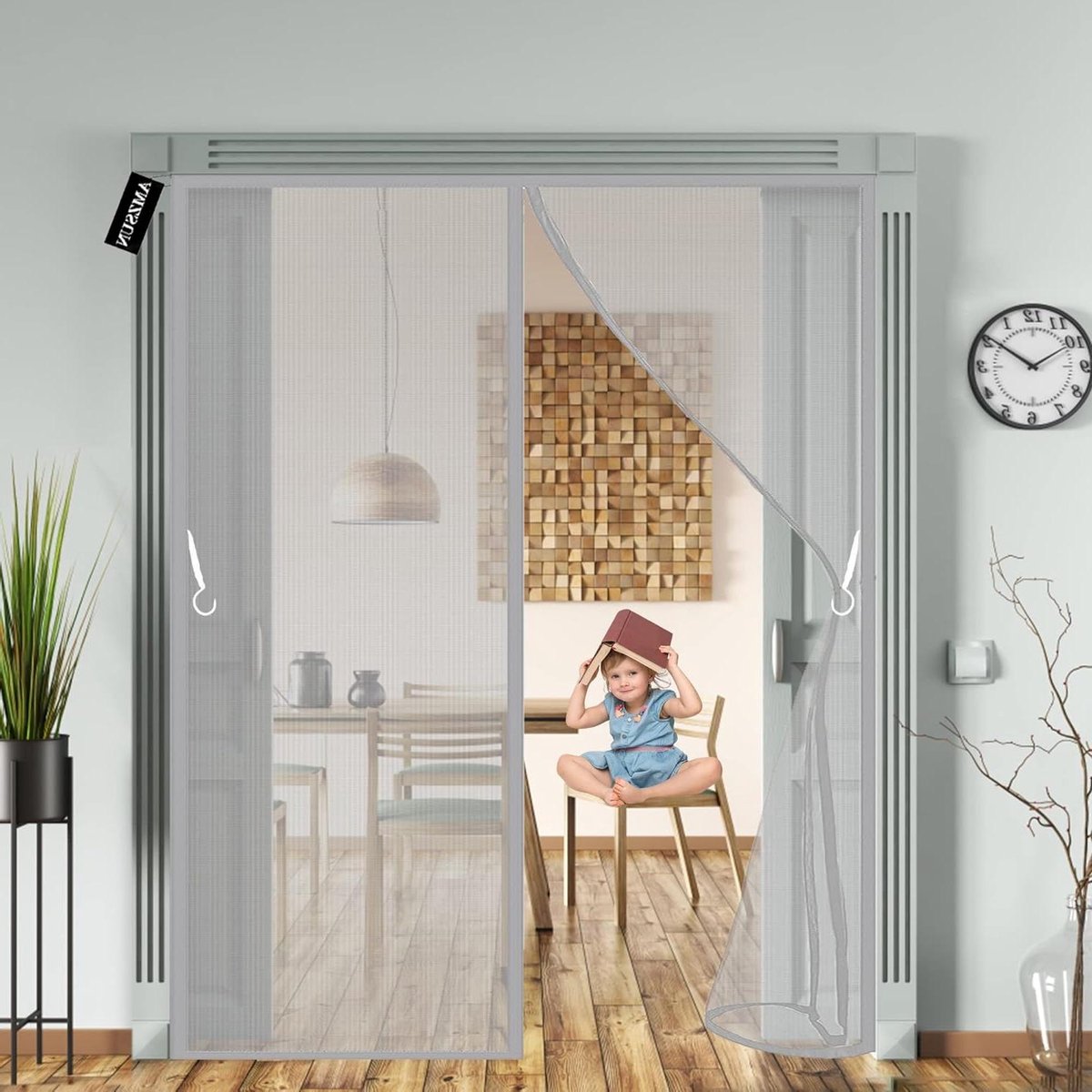 Hordeur Magnetisch - Vliegengaas Deur - Insecten Buiten - Automatisch Sluiten - 80 x 205 cm - Grijs