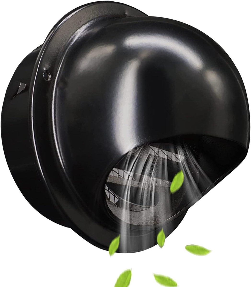 Ventilatie Outlet - Afzuigkap Rooster - Lucht Afvoeren - Roestvrij Staal - 110 mm - Zwart