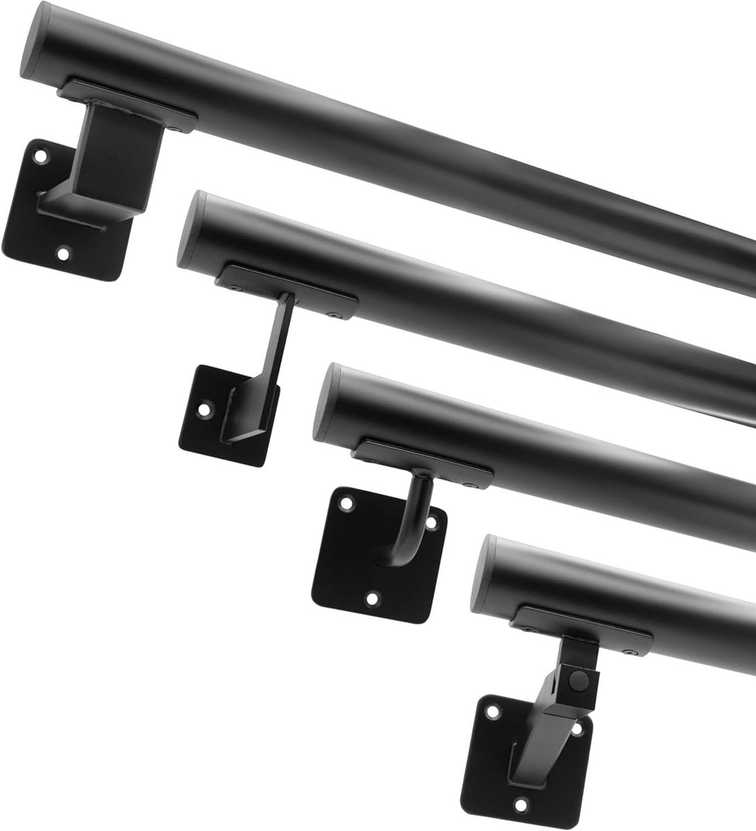 Metalen Leuning Set - Trapleuning Buiten - Veilige Trap - Verstelbare Houders - 5 Meter - Zwart