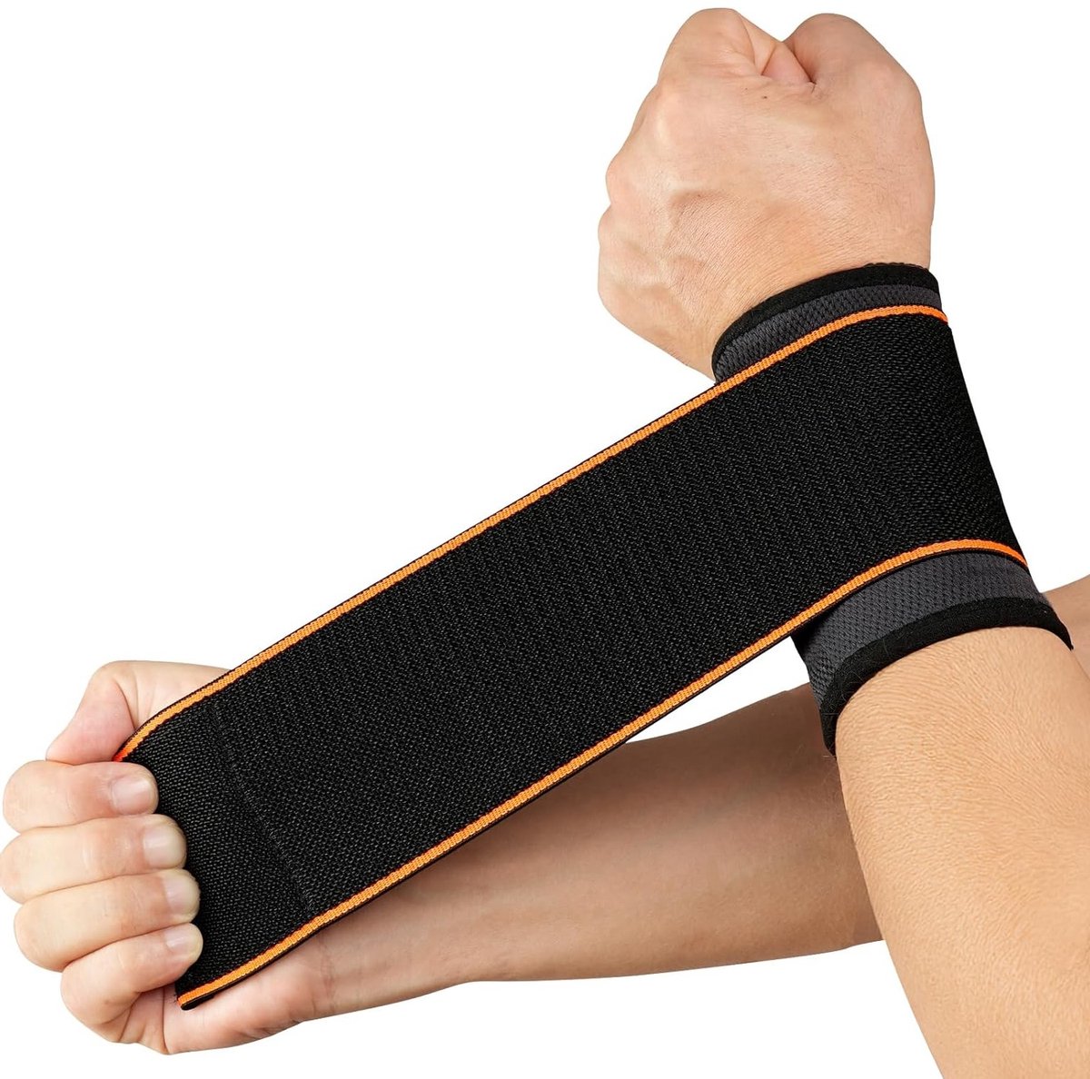 Verstelbare Polsbandage van Elastisch Materiaal, Ademend en Ondersteunend voor Tennis en Gym Training bij Peesontsteking (Zwart)